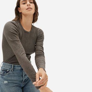 The Pima Micro-Rib Long-Sleeve Crew Heathered Fatigue